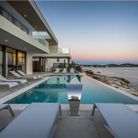 3 x 5 bedroom seafront villa with heated infinity pool near Rogoznica, sleeps 10